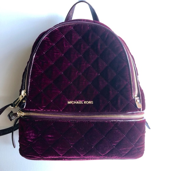 Michael Kors Handbags - Red/burgundy velour Michael Kors backpack